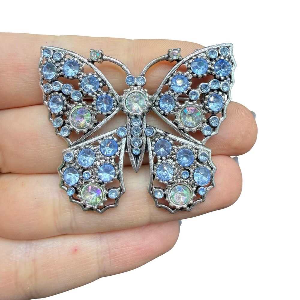 Vintage Jewelry Rhinestone Butterfly Brooch Pin